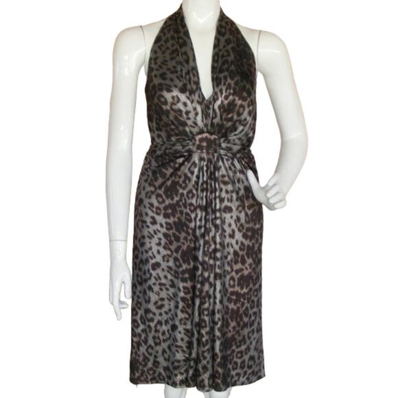 David Meister Dresses & Skirts - DAVID MEISTER Halter Dress, 6, Silver Leopard, Tie Back, Shimmery, Spots